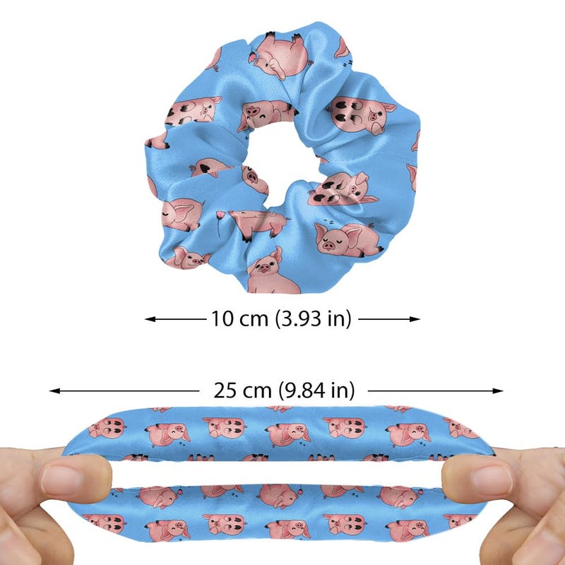 WIRESTER 4 Pcs Satin Hair Scrunchies, Silk Hair Ties, Soft Elastic Hair Bands Ponytail Holder, Silky Curly Hair Accessories for Women Girls - Fox Raccoon Pig Frog Playful Postures - Image 3